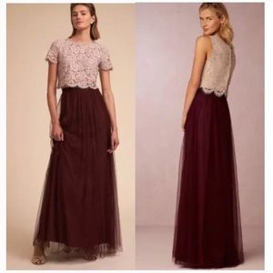 Anthropologie BHLDN Bridesmaid Jenny Yoo Burgundy Tulle Skirt 0 XS